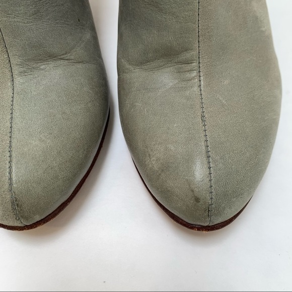 Fortress of Inca Leather Booties Size 6 Ankle Boots Heel Buckles Gray Green - Picture 12 of 15